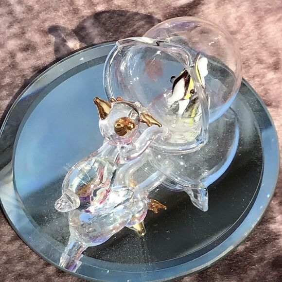 Hand blown Glass Cat and Fish Bowl - Picture 6 of 12